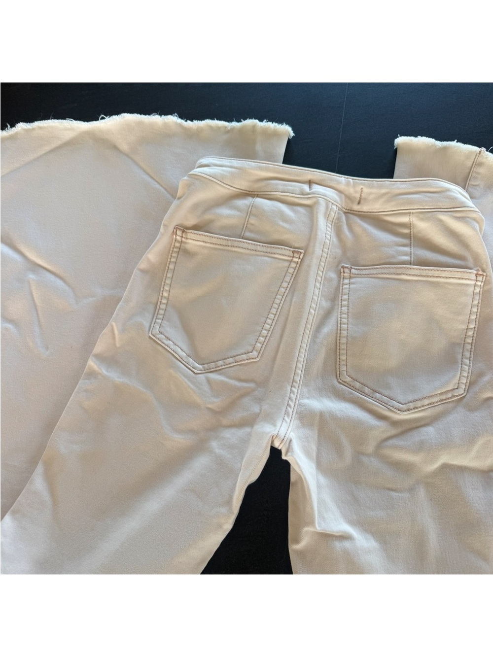 Free People Beige High-Waist Straight Pants